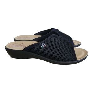 Fly Fot Black Knit Mesh Slide Sandals | Made in Italy | Size 40